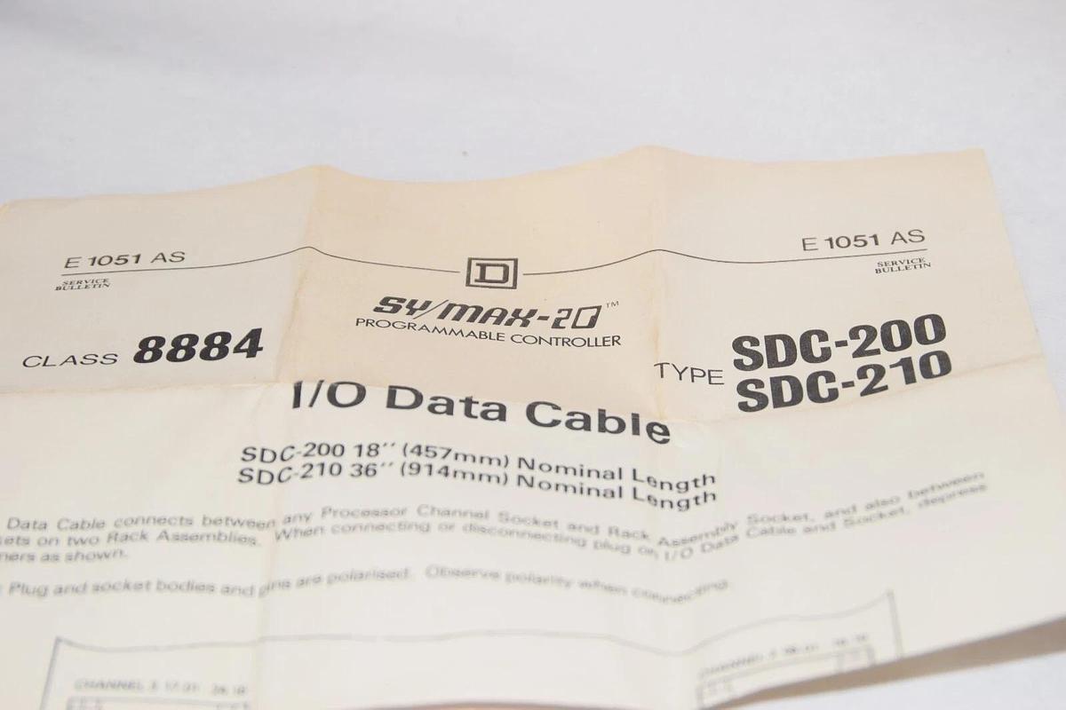 (NEW) SQUARE D SDC-200 Class 8884 18" I/O Data Cable