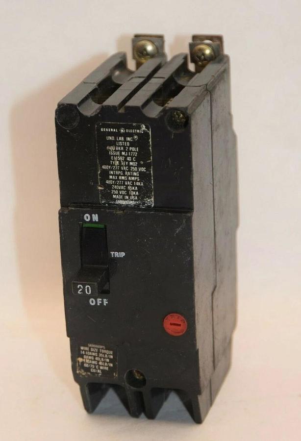 (NEW) GE GENERAL ELECTRIC E11592 2P Issue No. MJ-1772 20A 20 Amp Circuit Breaker