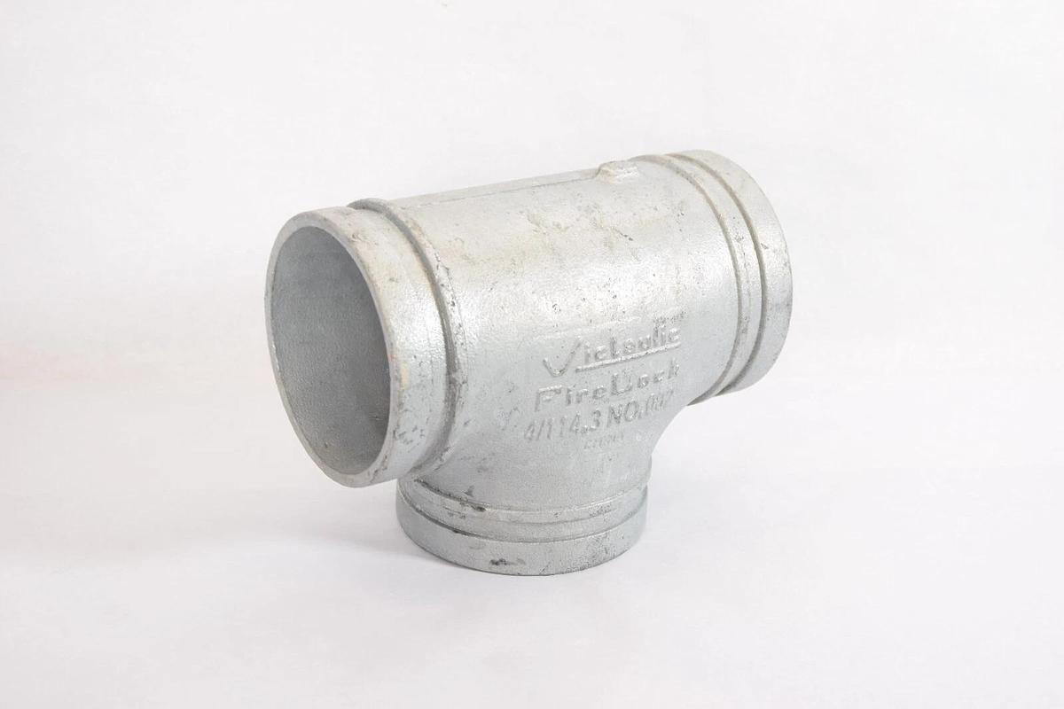 (NEW) VICTAULIC 4/114.3 No. 002 C-E=4.00 IN 4" FireLock Straight Grooved Tee