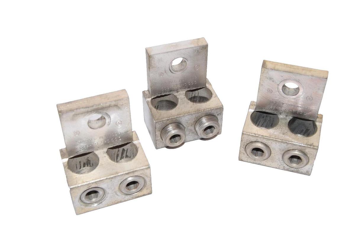 Used DCC C-17 DU-600 600MCM 4 AL-CU Double Mechanical Lugs (Lot of 3)