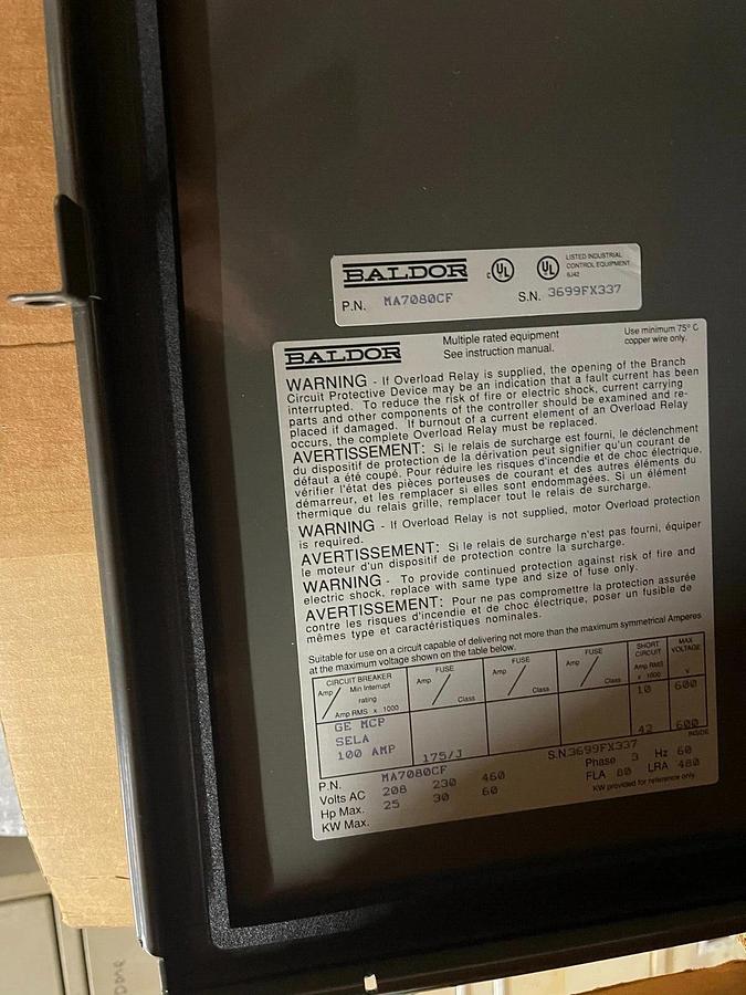 BALDOR MA8X Solid State Starter MA7-080-CC 3 PHASE MA7080CF GE MC SELA 100A NEW