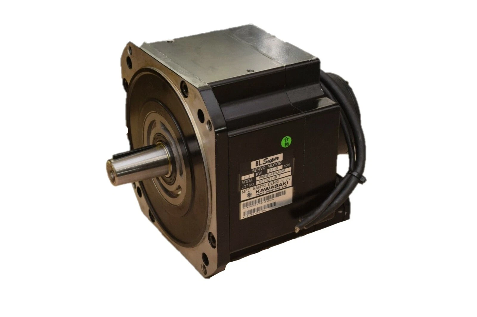 Used Kawasaki Sanyo Denki BL Super Servo Motor P80B22450LCX2A 4.2 KW 2400 RPM