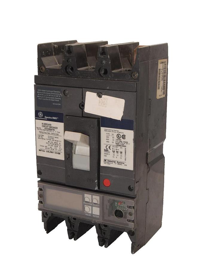 Used GE Spectra RMS Hi-Break Breaker 150A 150 Amp 600v 3p SGHH36BB0150 NO plug