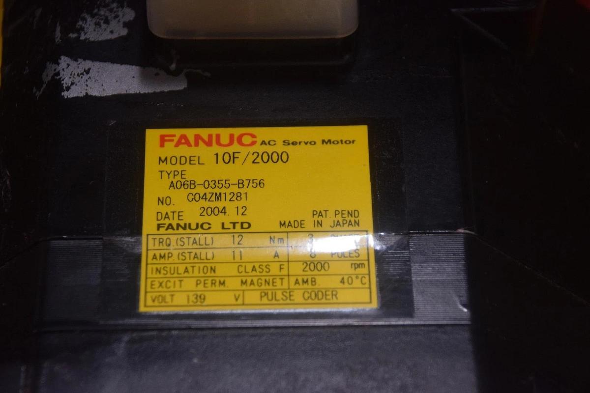 FANUC Servo Motor 10F/2000 A06B-0355-B756 W/ PULSECODER A860-0360-V501AC (NOS)