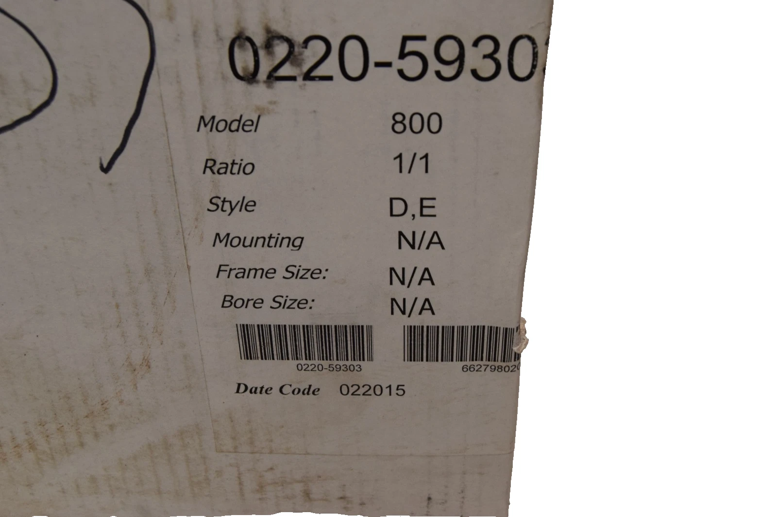 Hub City Gear Box Speed Reducer 0220-59303 800 1:1 D,E USA (NEW)
