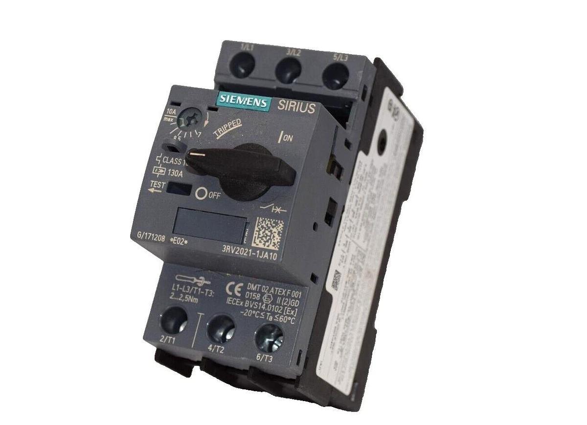 Used SIEMENS 3RV2021-1JA10 , 3RV20211AJ10 7-10A Circuit Breaker *missing cover* 4011209902909