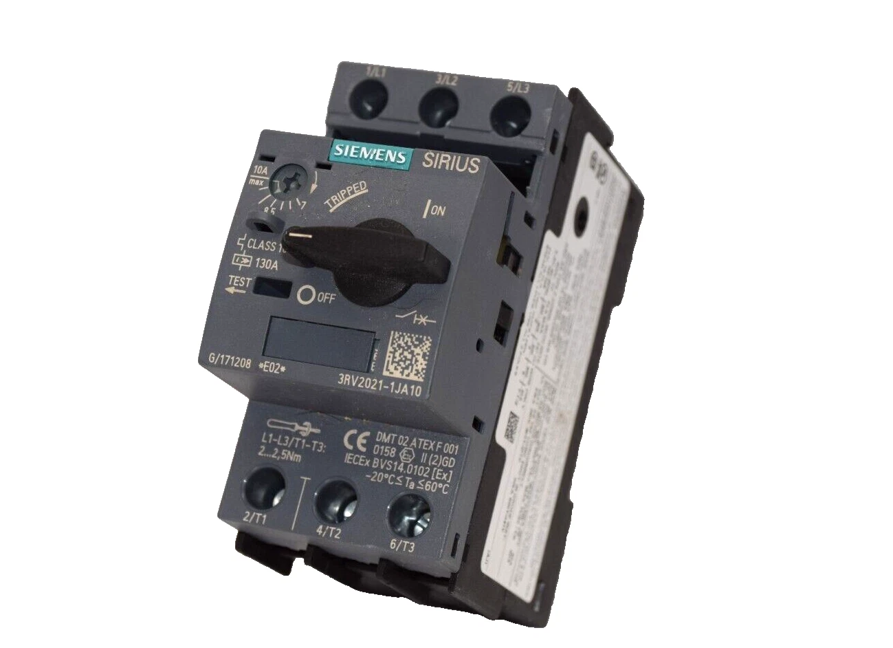 Used SIEMENS 3RV2021-1JA10 , 3RV20211AJ10 7-10A Circuit Breaker *missing cover* 4011209902909