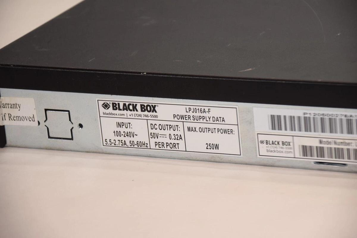 Used BLACK BOX LPJ016A-F 16-Port Gigabit Injector