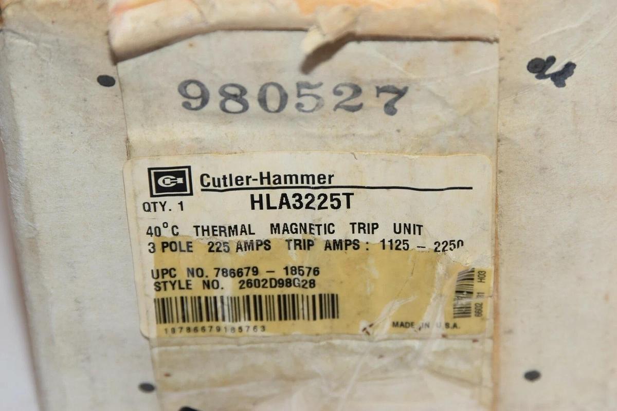(NEW) CUTLER HAMMER HLA3225T 3 Pole 225 Amp A 225A Trip Unit