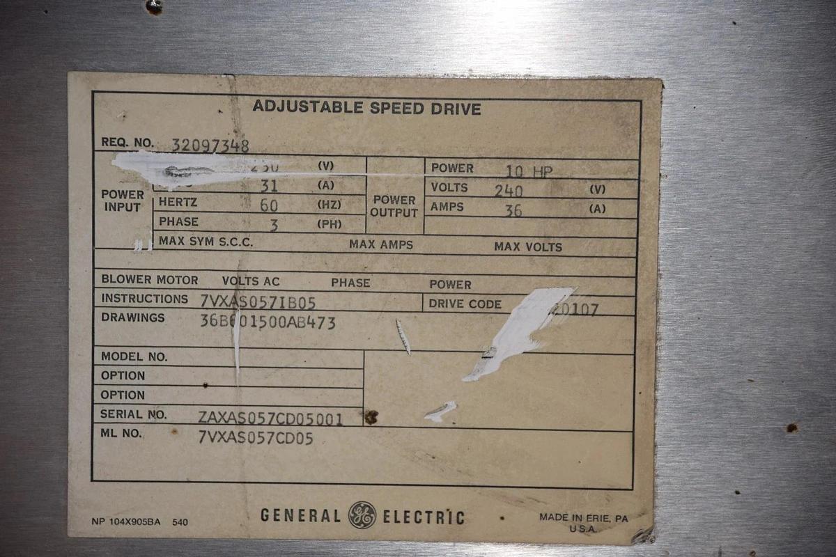 Used GE GENERAL ELECTRIC DC-300 Adjustable speed drive 7VXAS057CD05  10HP 240V