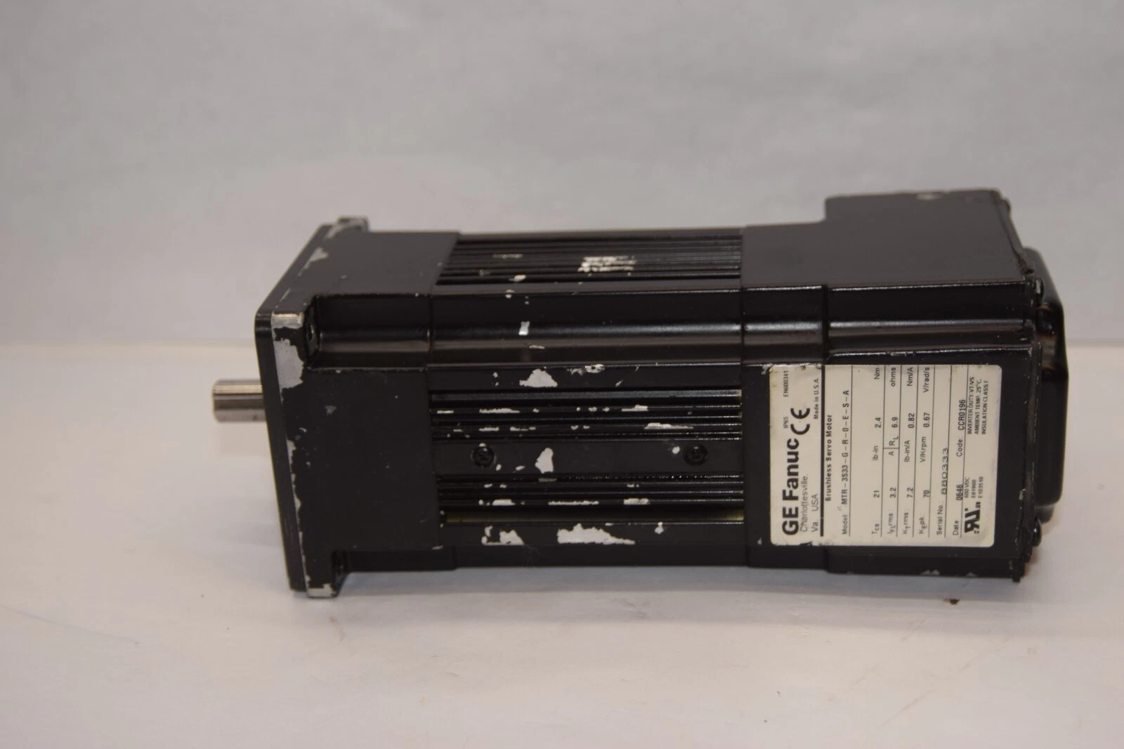 Used GE FANUC MTR-3S33-G-R-0-E-S-A 1/2" Shaft Brushless Servo Motor