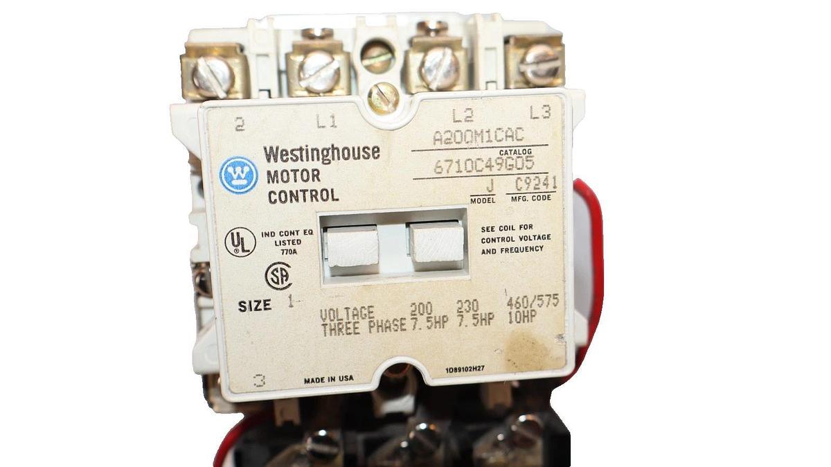 Used Westinghouse Starter Motor Control 6710C49G05 A200M1CAC Size Sz 1 120V coil 3ph