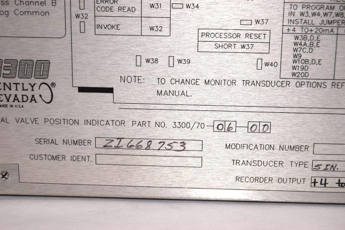 Used Bently Nevada 3300/70-06-00 Dual Valve Position Indicator Module