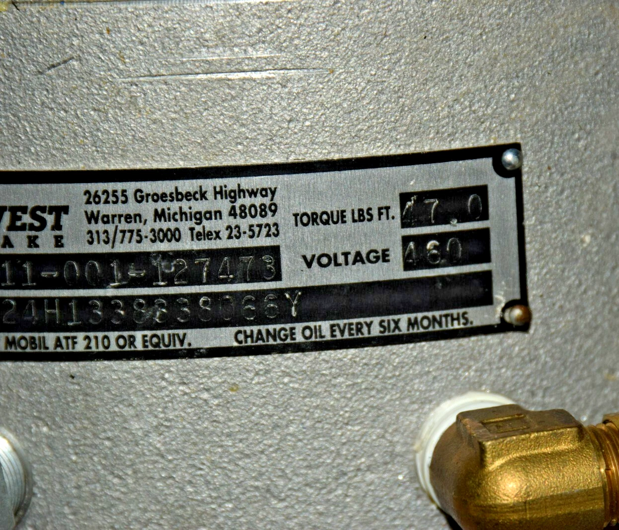 MIDWEST BRAKE 9824H1338338066Y 47 ft lbs 460v 1-1/2" 9824-H1338-3380-66Y NEW