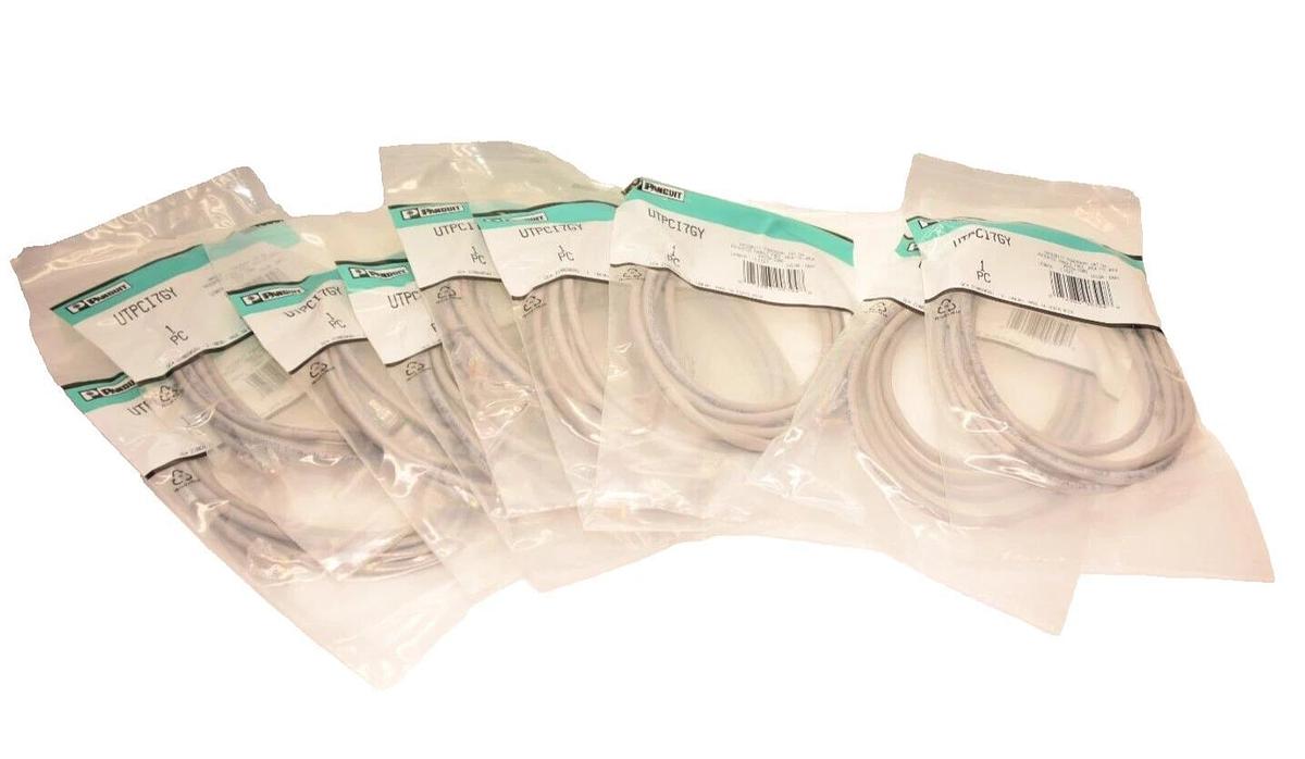 (9) PANDUIT 7' Integrity Powersum+ Jack to Jack Patch Cord UTPCI7GY CAT 5e NEW