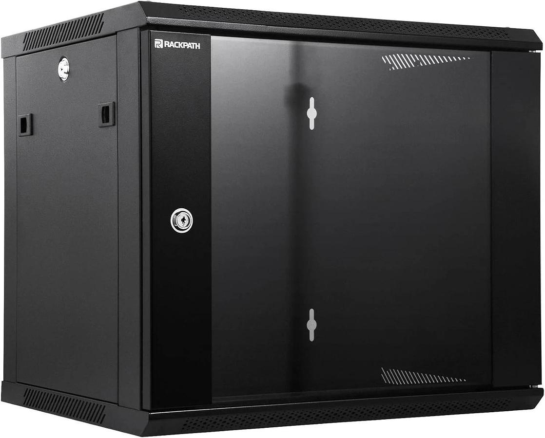 RackPath 12U Wall Mount Rack Enclosure, Cooling Fan Brand New