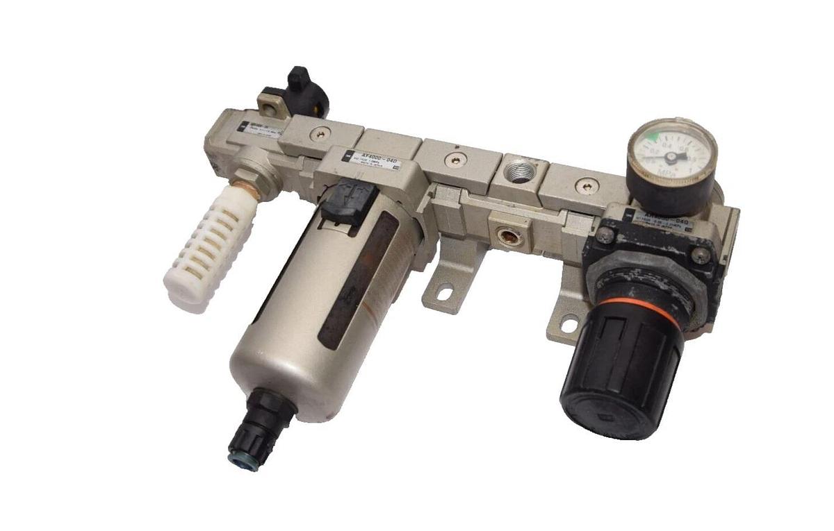 Used SMC AR4050-04G , AF4000-04D , VHS4500-04 Regulator W/ Filter & Gauge Assembly