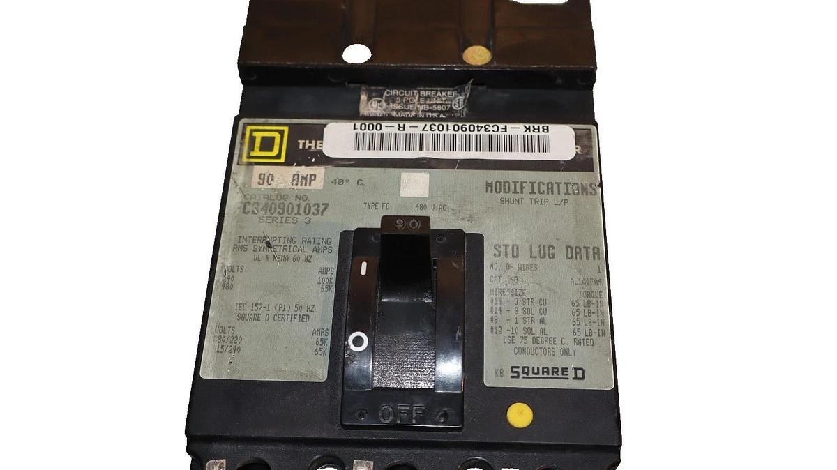 Used Square D 90A 90 Amp Circuit Breaker C340901037