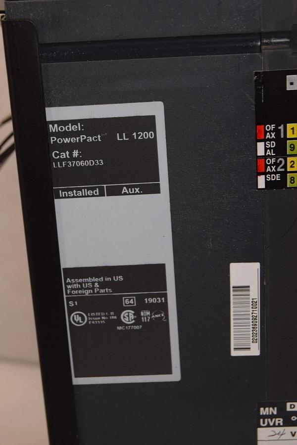 Square D PowerPact LL1200 Breaker LLF37060D33 600A 600 Amp 3p (New, take out)