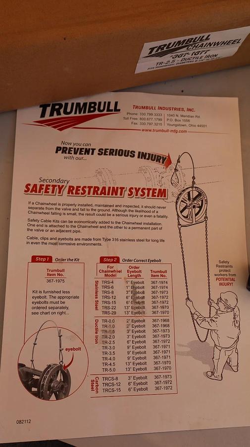 Trumbull MFG TR-2.5 9-1/4 - 12-1/2 #367-1877 Chainwheel Ductile Iron (New)