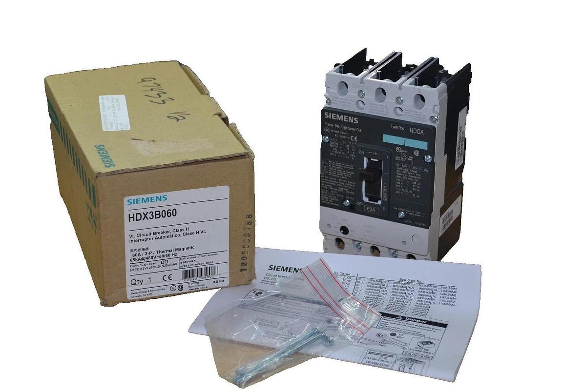 SIEMENS VL CIRCUIT BREAKER HDX3B060 CLASS H 60A 60 Amp 3 Pole NEW