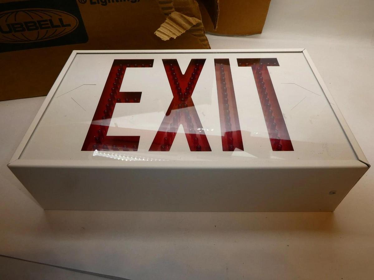 (NEW) HUBBELL PLED1ACRWW Led Direct View Exit Sign