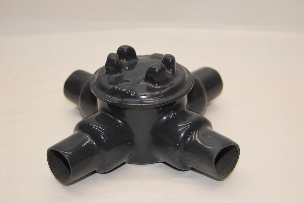 (NEW) PLASTI-BOND Red H2OT 20995-8 GUA 4 3/4" Coated Conduit Outlet Box 4 Way