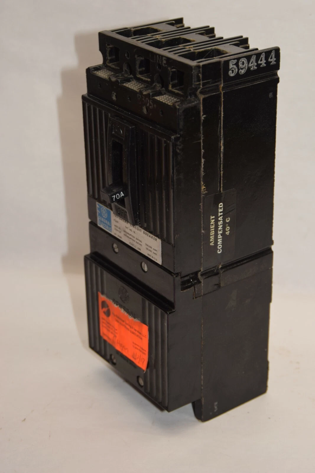 Used GE GENERAL ELECTRIC TB13070AW 70A 70 Amp 70A 600Vac 3P Circuit Breaker