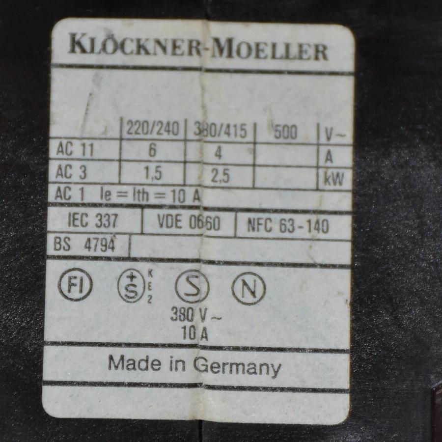 Used KLOCKNER-MOLLER CONTACTOR DIL 08-44D DIL08-44D DIL-08-44-D 110 V 110V