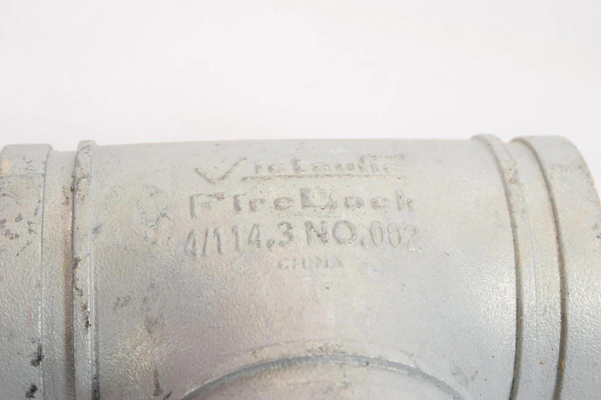 (NEW) VICTAULIC 4/114.3 No. 002 C-E=4.00 IN 4" FireLock Straight Grooved Tee