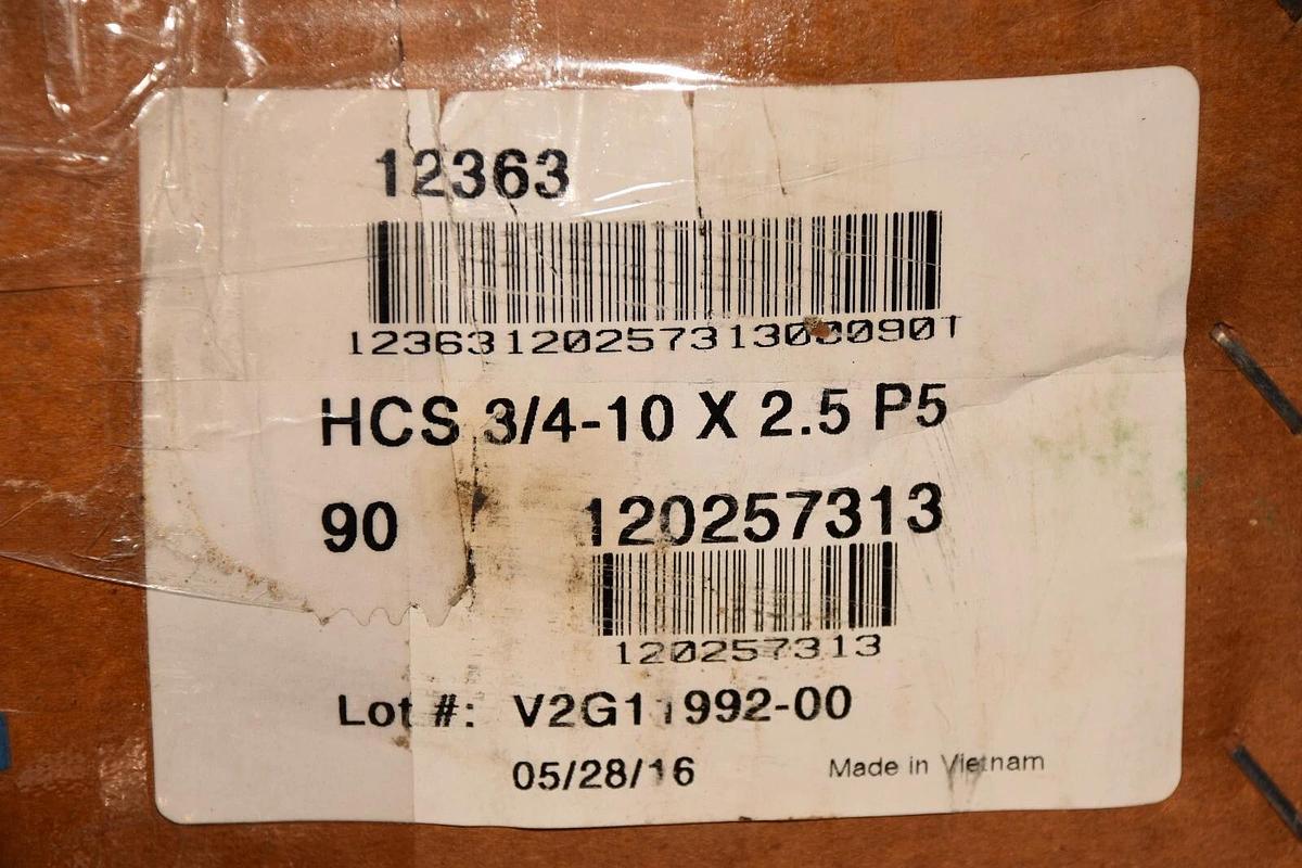 (NEW - Box of 60) FASTENAL HCS 3/4-10 x 2-1/2 P5 Grade 5 Hex HD Cap Screw