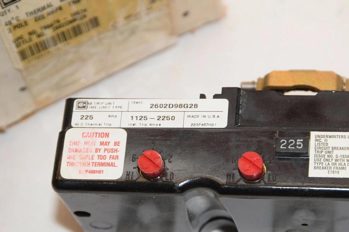 (NEW) CUTLER HAMMER HLA3225T 3 Pole 225 Amp A 225A Trip Unit