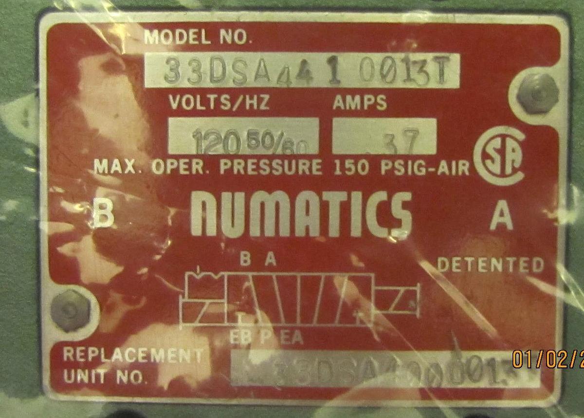 (New) NUMATICS 33DSA4410013T 33DSA441O013T 33DSA4000013T 120V 150Psi Valve