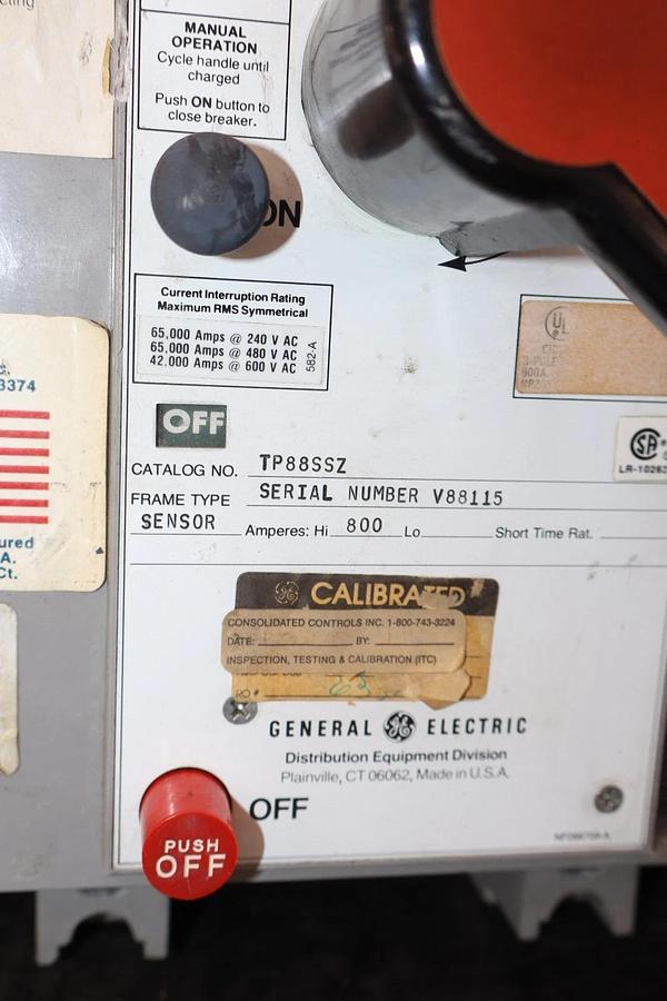 Refurbished GE General Electric Circuit Breaker Power Break 800A Amp TP88SSZ TR8S800