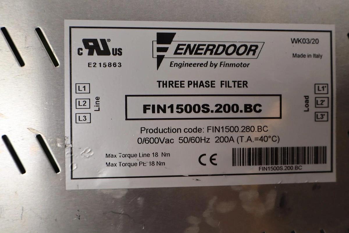 Used Enerdoor Three Phase Filter 0/600Vac 50/60Hz 200A FIN1500S.200.BC