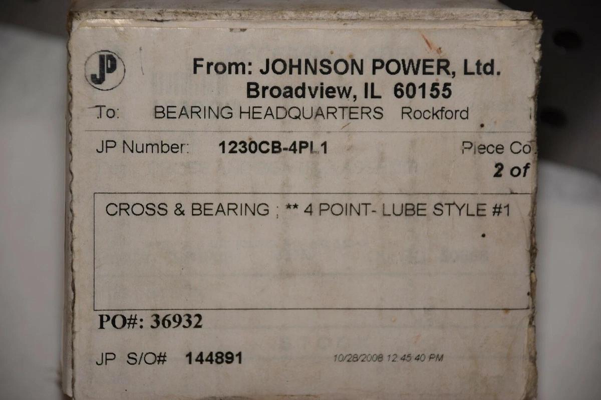 JOHNSON POWER 36932 1230CB-4PL1 4pt LUBE STYLE CROSS & BEARING NEW