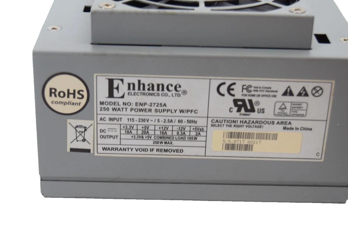 Used Enhance ENP-2725A , ENP2725A 250W Power Supply