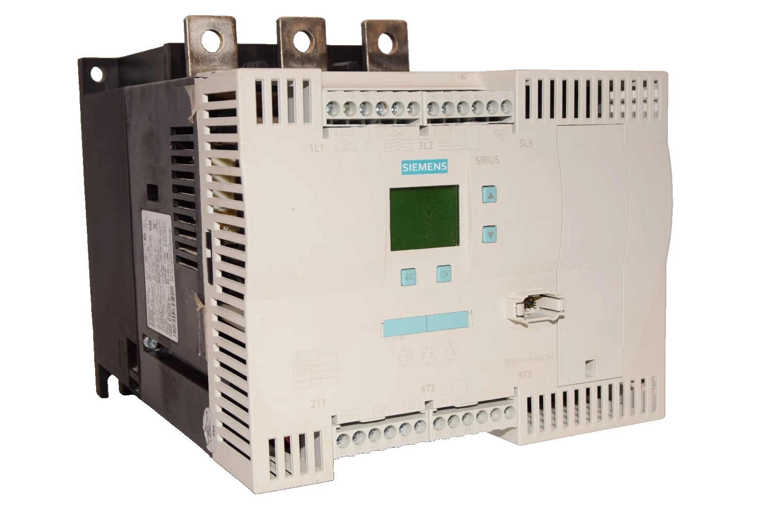 Used Siemens AC Semiconductor Motor Starter 3RW4445-6BC34 SIRIUS 115v DAMAGE TO COVER