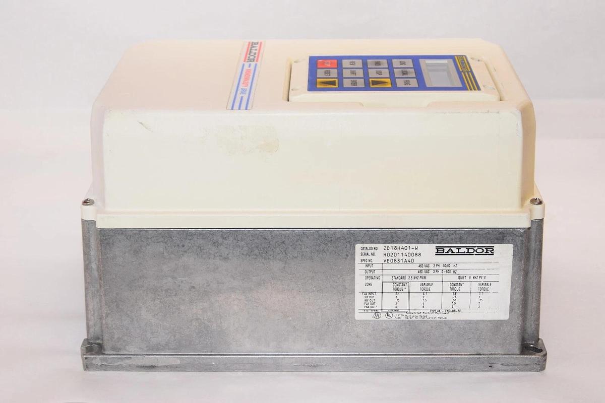 Used BALDOR ZD18H401-W 3PH 460Vac 50/60Hz AC Drive