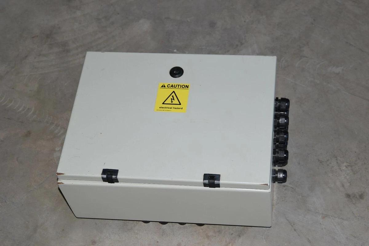 Used HAMMOND 2R16126 Enclosure Type 12 16X12X6 IN, 16" X 12" x 6 (Used) holes drilled