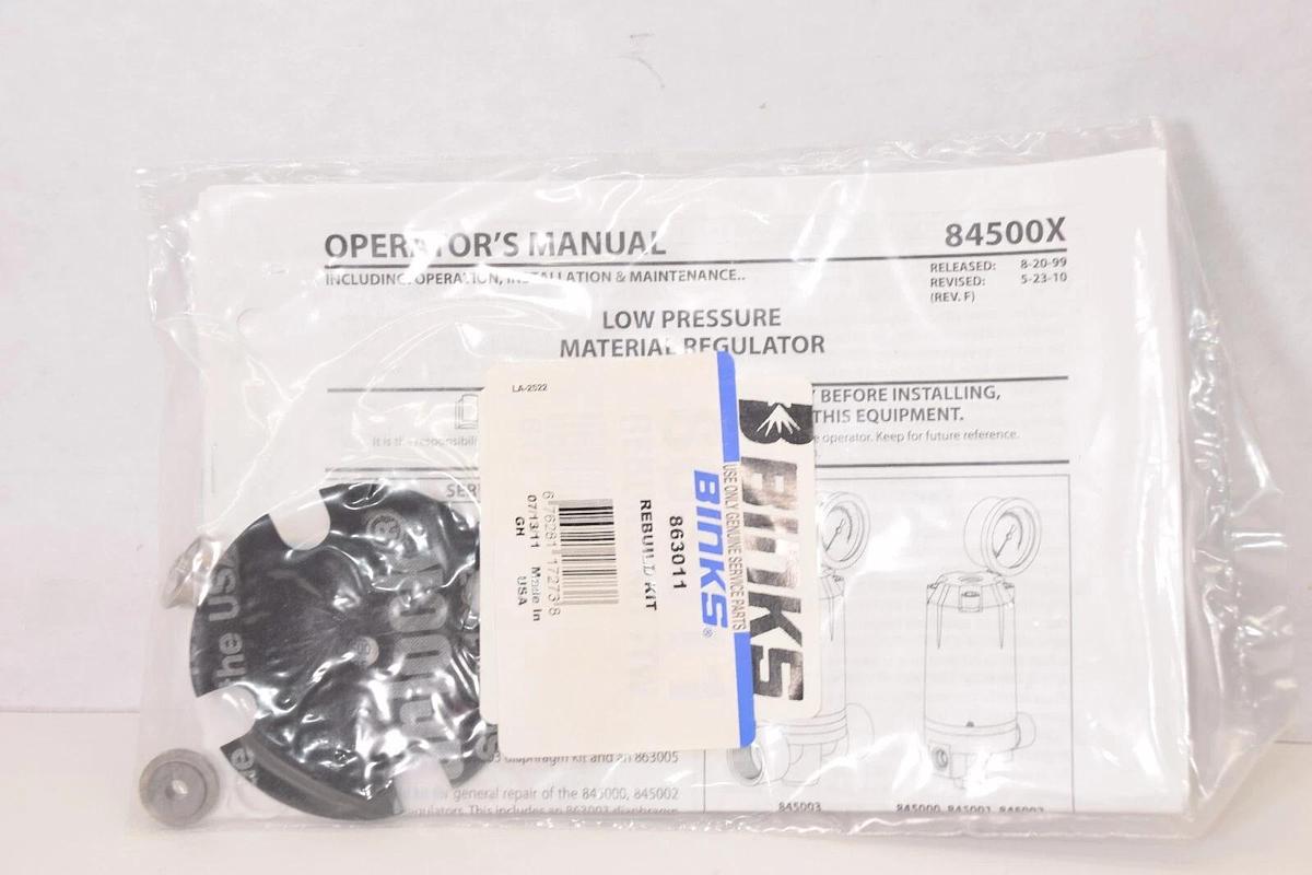 BINKS 863011 Rebuild Kit 84500X (NEW)