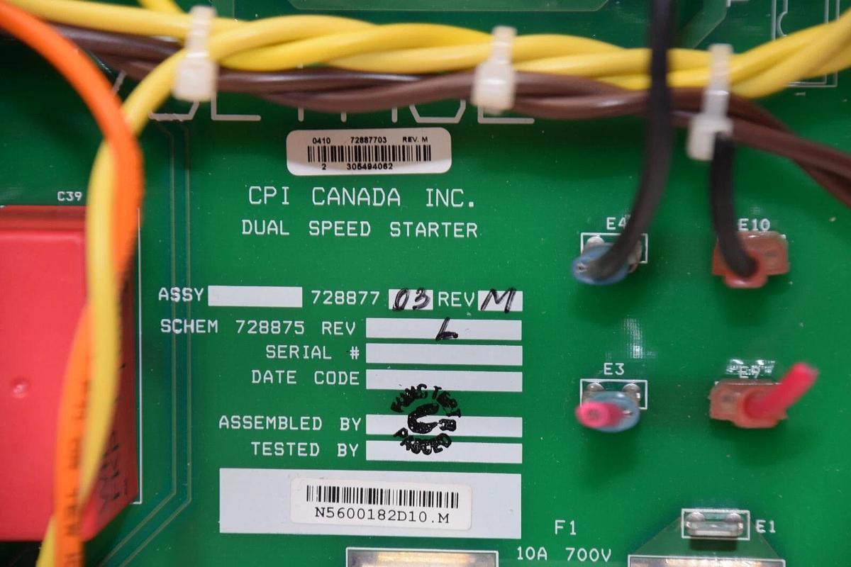 Used CPI CANADA INC. 72887703 Rev M , 728875 Rev L Dual Speed Starter Card Board