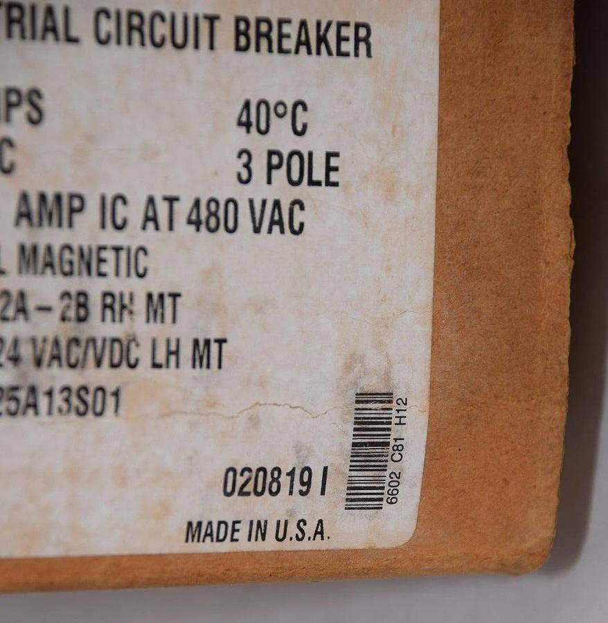 Cutler Hammer FG Generator Application Breaker FG3125A13S01 125A 600V 3p NEW