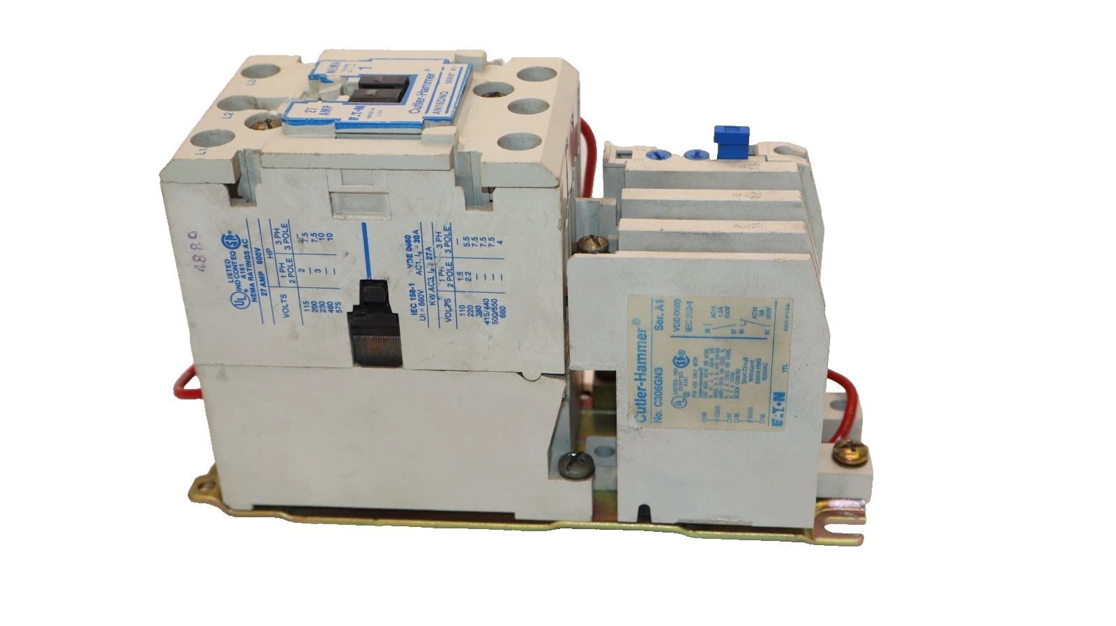 Cutler-Hammer Eaton Starter AN16DN0 Size Sz 1 600V 27A 27 Amp 120v coil 3P