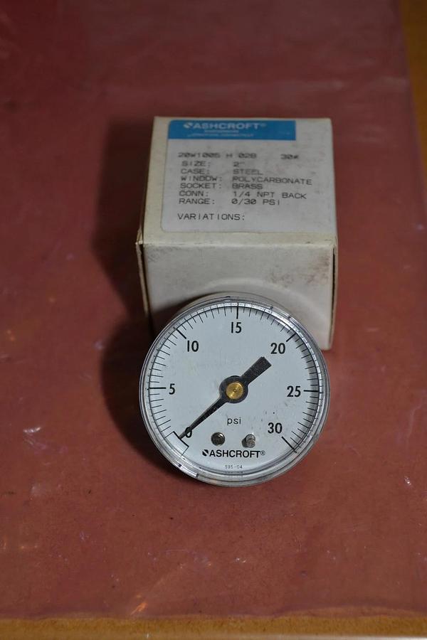 ASHCROFT GAUGE 20W1005 H 02B 30# 20W1005H02B30# 1/4 NPT NEW