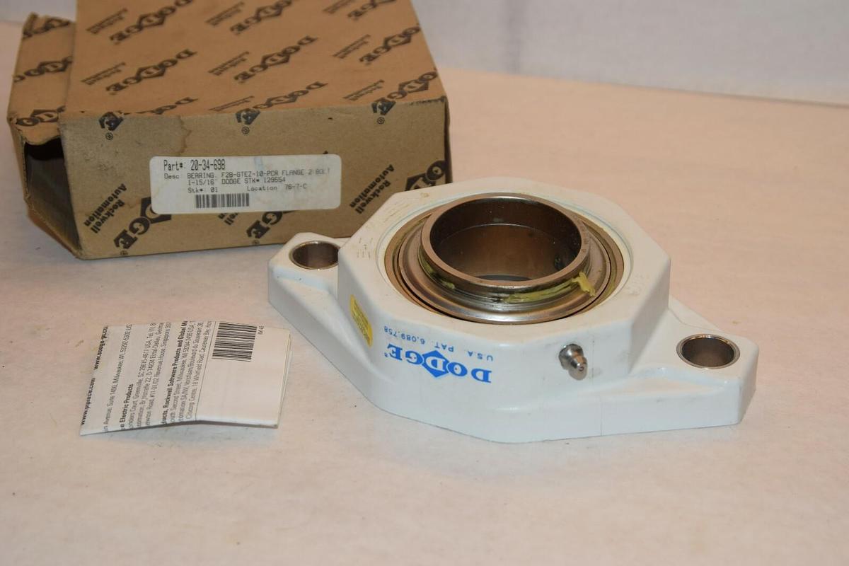 NEW DODGE F2B-GTEZ-10-PCR 20-34-698 2034698 210 1-15/16" 2 BOLT FLANGE BEARING