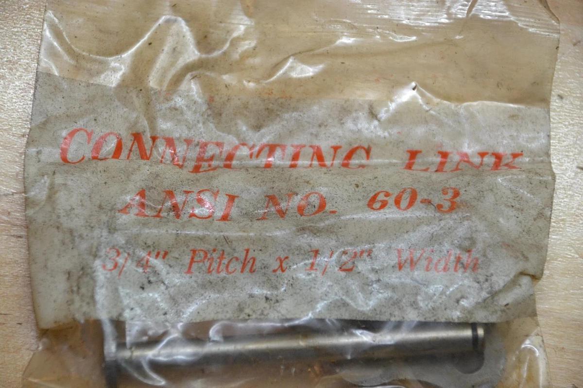 ANSI 60-3 Size 60 Roller Chain Connecting Link CHL-60-3RCL 3/4"px 1/2"w NEW
