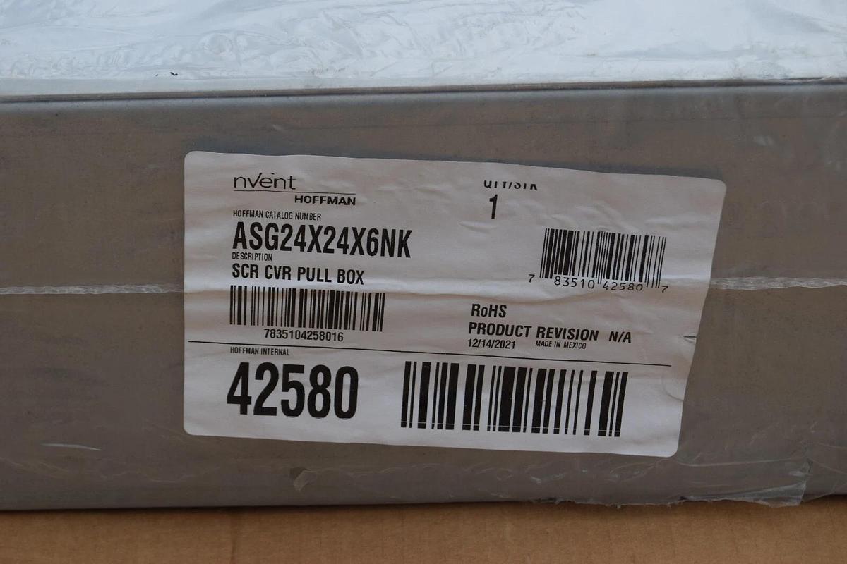 HOFFMAN  Enclosure SCR CVR PULL BOX  ASG24X24X6NK 24"X24"X6" (NEW)
