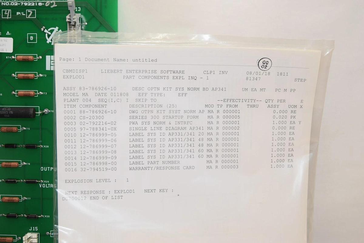 (NEW) EMERSON / LIEBERT 02-792216-02 System Norm and Interface Board