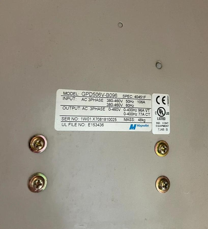 Used Yaskawa MAGNETEK AC Drive GPD506V-B096 GPD506VB096 3ph 380-460v *No Cover*